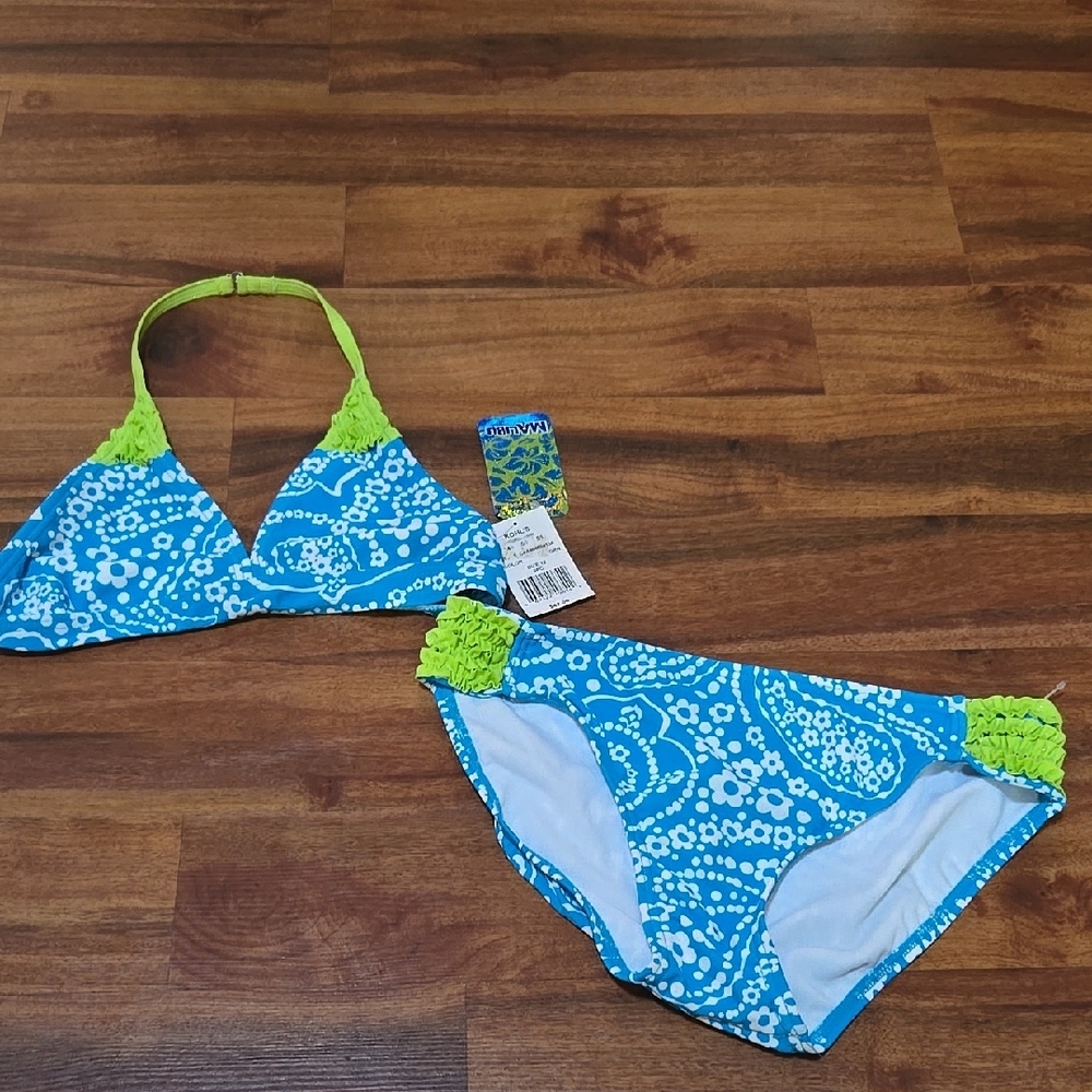 Malibu Kids Swim Bikini - Blue and Green